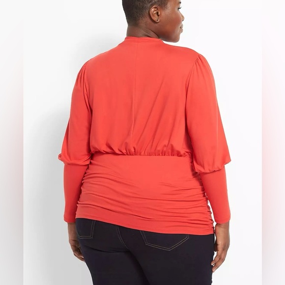 Lane Bryant Shirred Mock-Neck Knit Top Red Size 22/24 3X NWT - Picture 6 of 9